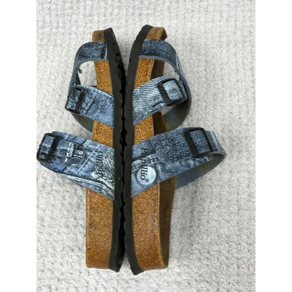 Papillio by Birkenstock Blue Denim Print Sandals Size 7 AS IS #79757